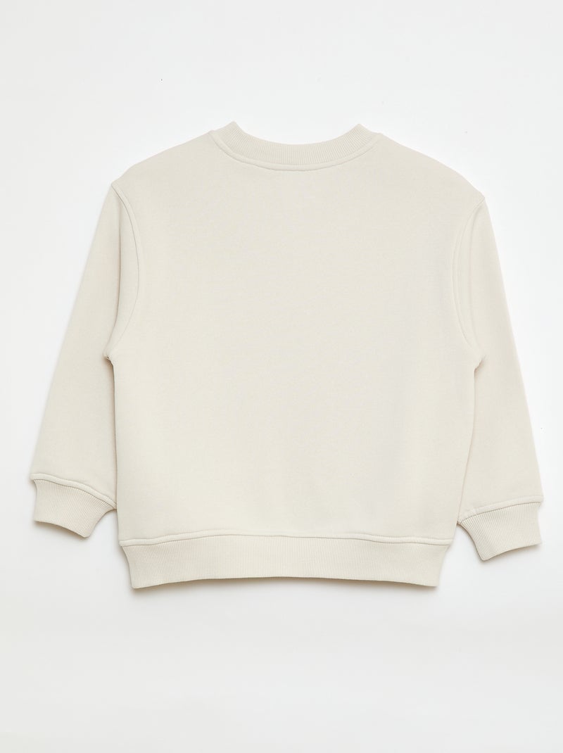 Sweater met print van geruwde fleece Wit - Kiabi