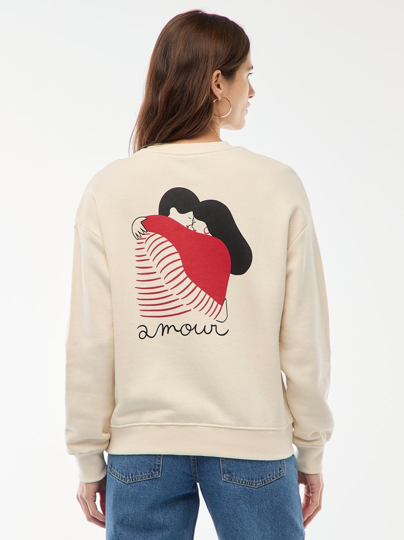 Sweater met print van lichte molton 'Agathe Sorlet x Kiabi' Wit - Kiabi