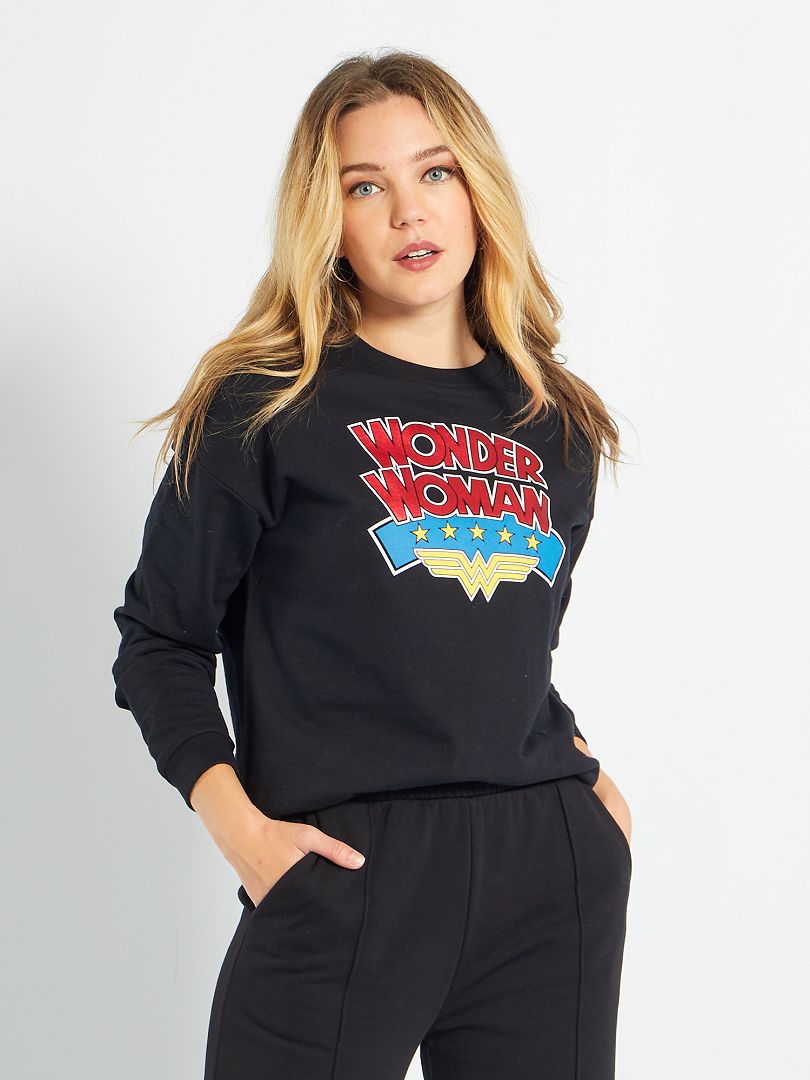 Sweater met print 'Wonder Woman' ZWART - Kiabi