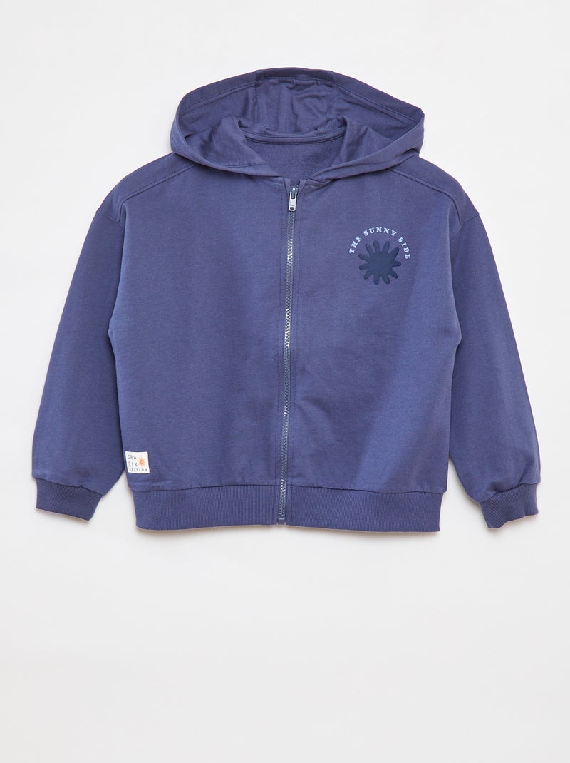 Sweater met rits en capuchon - Grafik Edition BLAUW - Kiabi