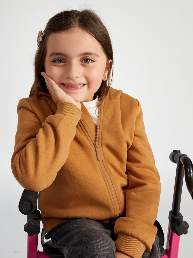 Sweater met rits en capuchon - So Easy BRUIN - Kiabi