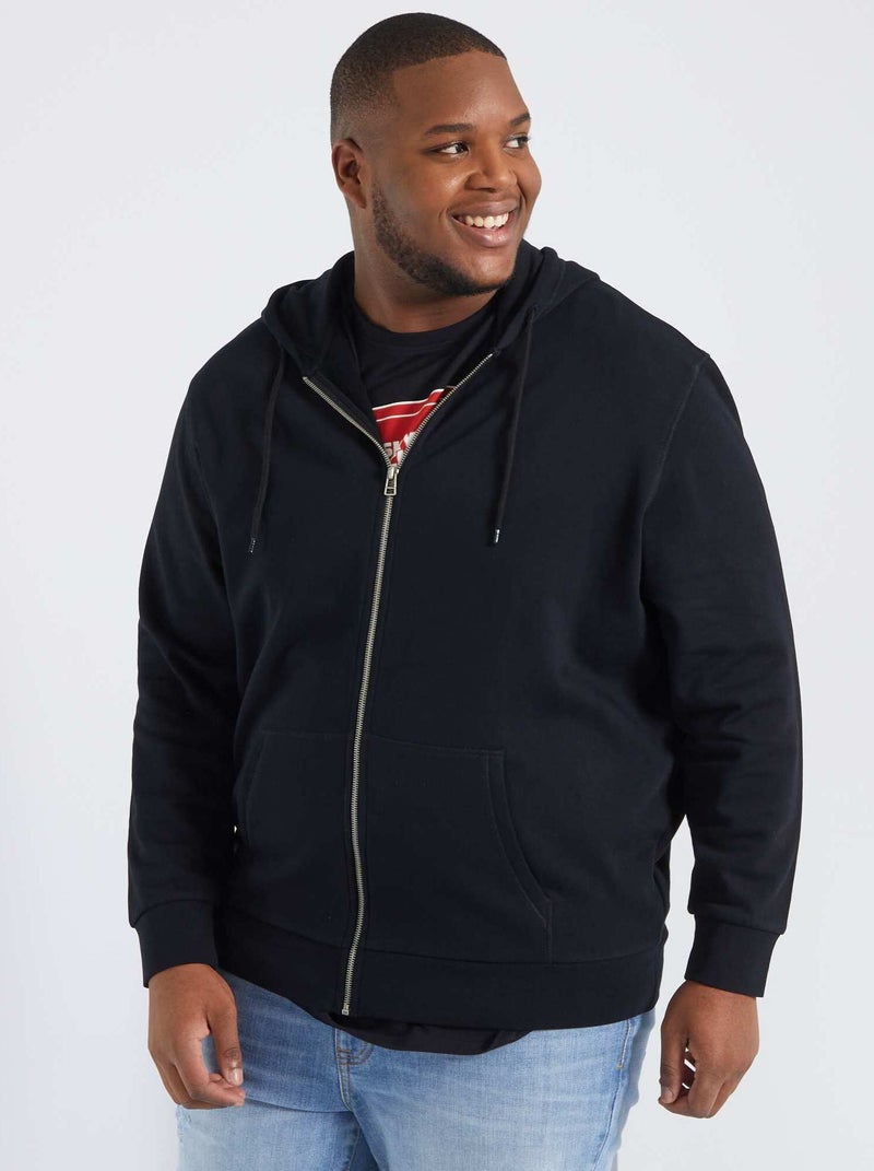 Sweater met rits en capuchon zwart - Kiabi