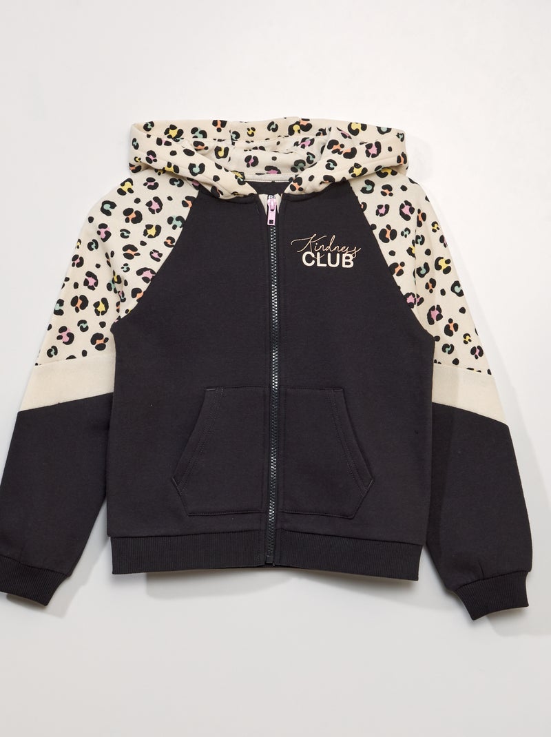 Sweater met rits en colorblockpatroon GRIJS - Kiabi