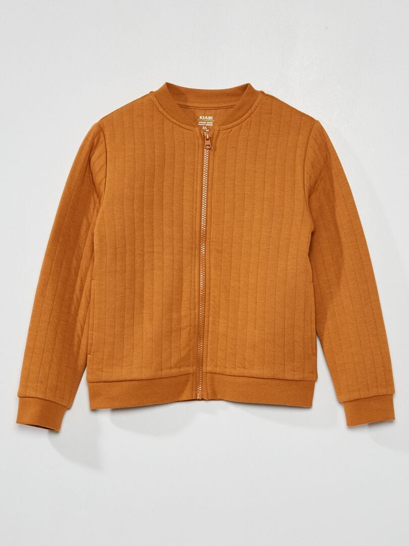 Sweater met rits en gewatteerd effect BRUIN - Kiabi