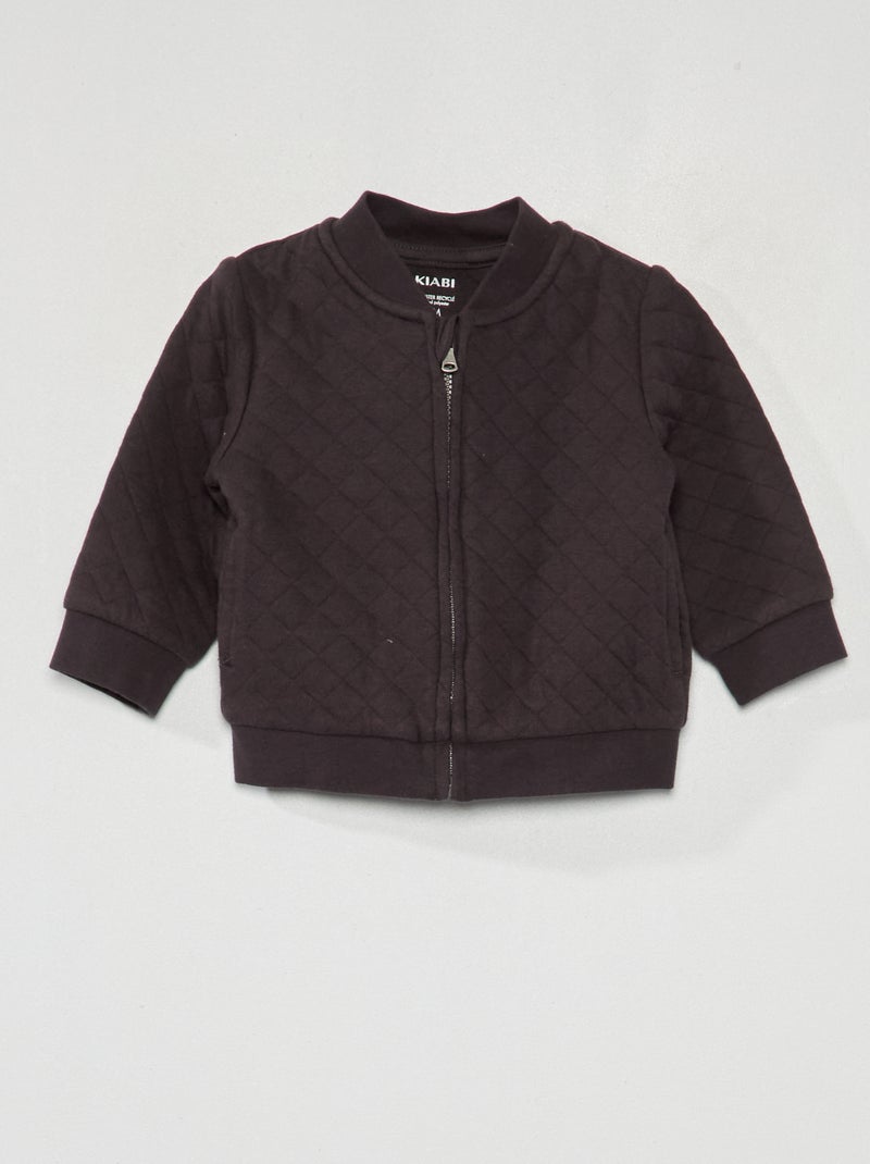 Sweater met rits en gewatteerd effect donkergrijs - Kiabi