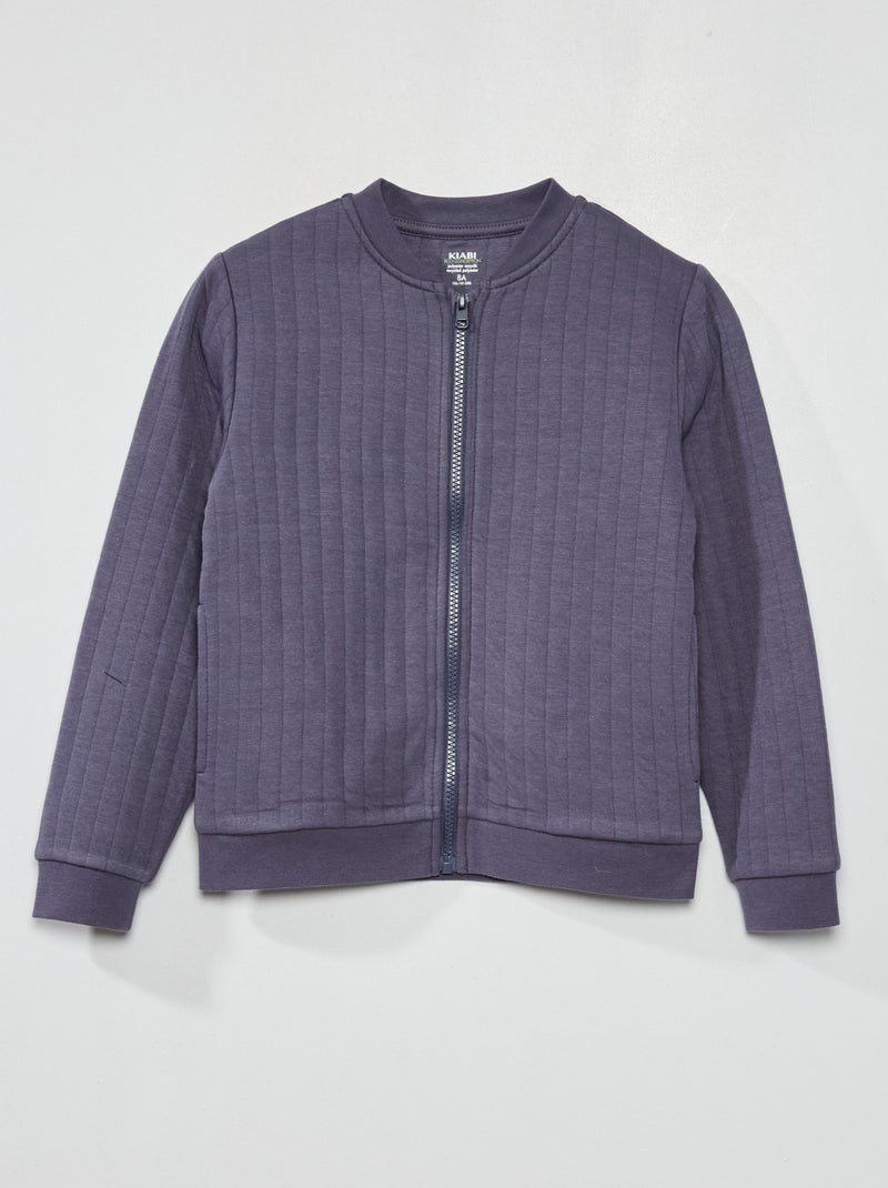 Sweater met rits en gewatteerd effect GRIJS - Kiabi
