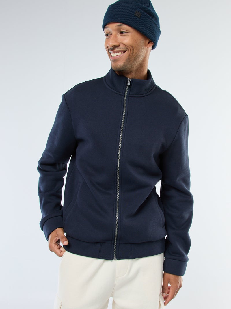 Sweater met rits en opstaande kraag Blauw - Kiabi