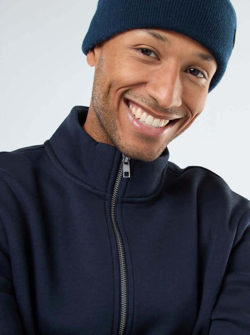 Sweater met rits en opstaande kraag Blauw - Kiabi