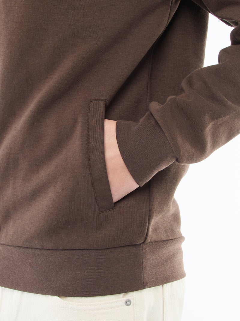 Sweater met rits en opstaande kraag Bruin - Kiabi