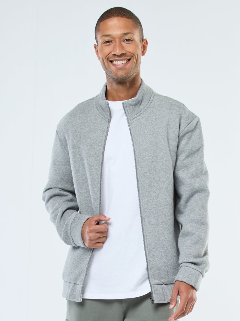 Sweater met rits en opstaande kraag Grijs - Kiabi