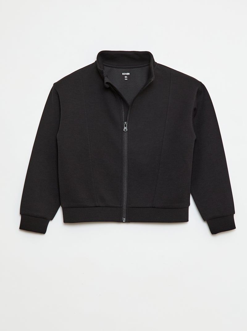 Sweater met rits en opstaande kraag zwart - Kiabi