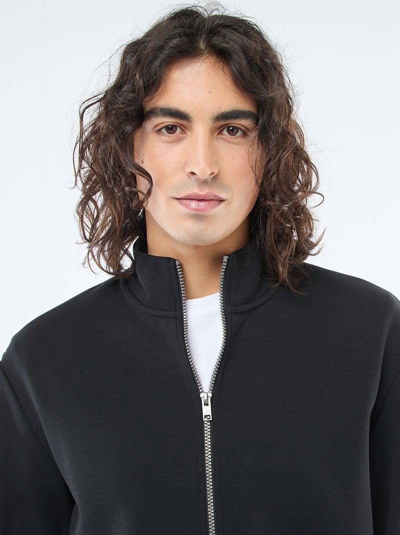 Sweater met rits en opstaande kraag Zwart - Kiabi
