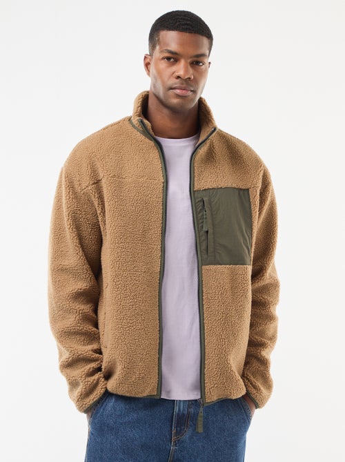 Sweater met rits en schapenvachteffect - Kiabi