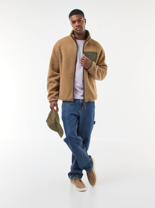 Sweater met rits en schapenvachteffect - Kiabi