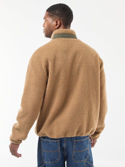 Sweater met rits en schapenvachteffect - Kiabi