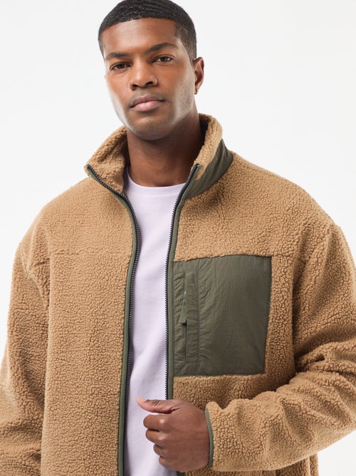 Sweater met rits en schapenvachteffect - Kiabi