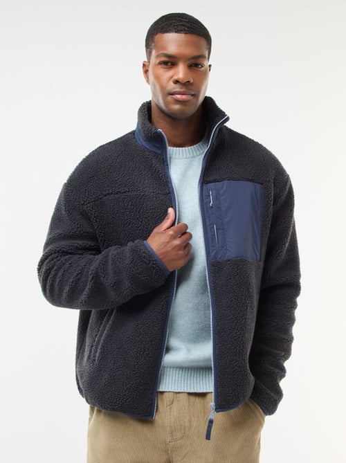 Sweater met rits en schapenvachteffect - Kiabi