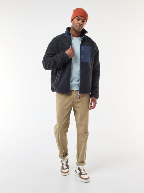 Sweater met rits en schapenvachteffect - Kiabi