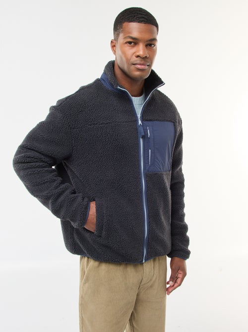 Sweater met rits en schapenvachteffect - Kiabi