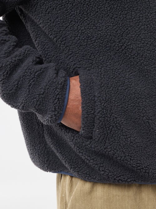 Sweater met rits en schapenvachteffect - Kiabi