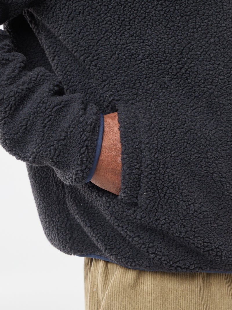 Sweater met rits en schapenvachteffect Zwart - Kiabi