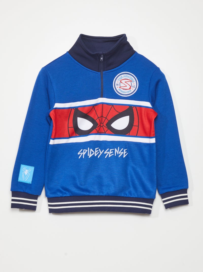 Sweater met ritskraag 'Spider-Man' BLAUW - Kiabi