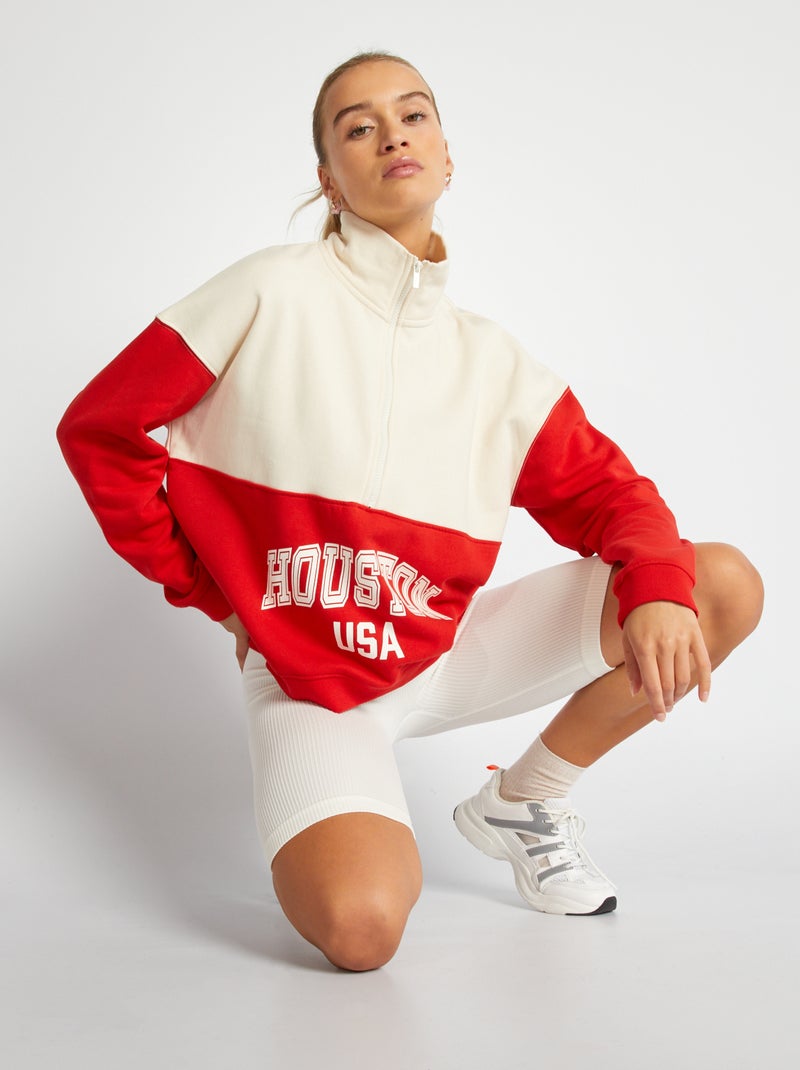Sweater met ritskraagje BIEGE - Kiabi