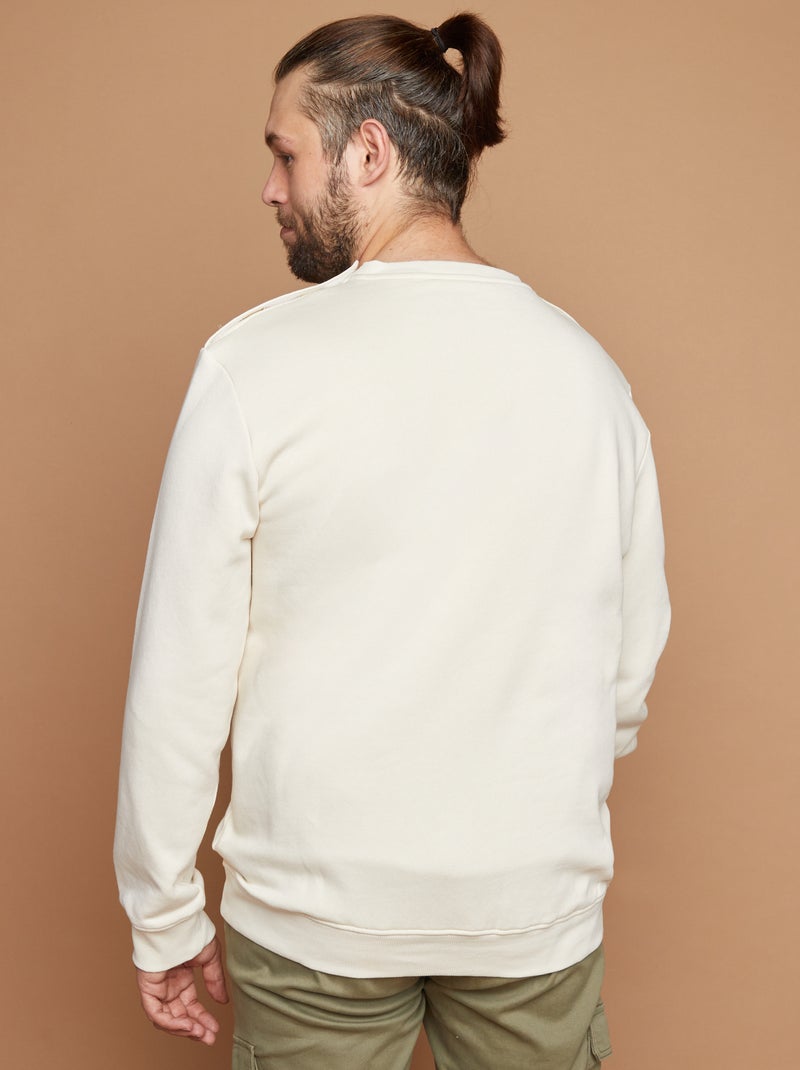 Sweater met ronde hals - gemakkelijk aan te trekken collectie WIT - Kiabi