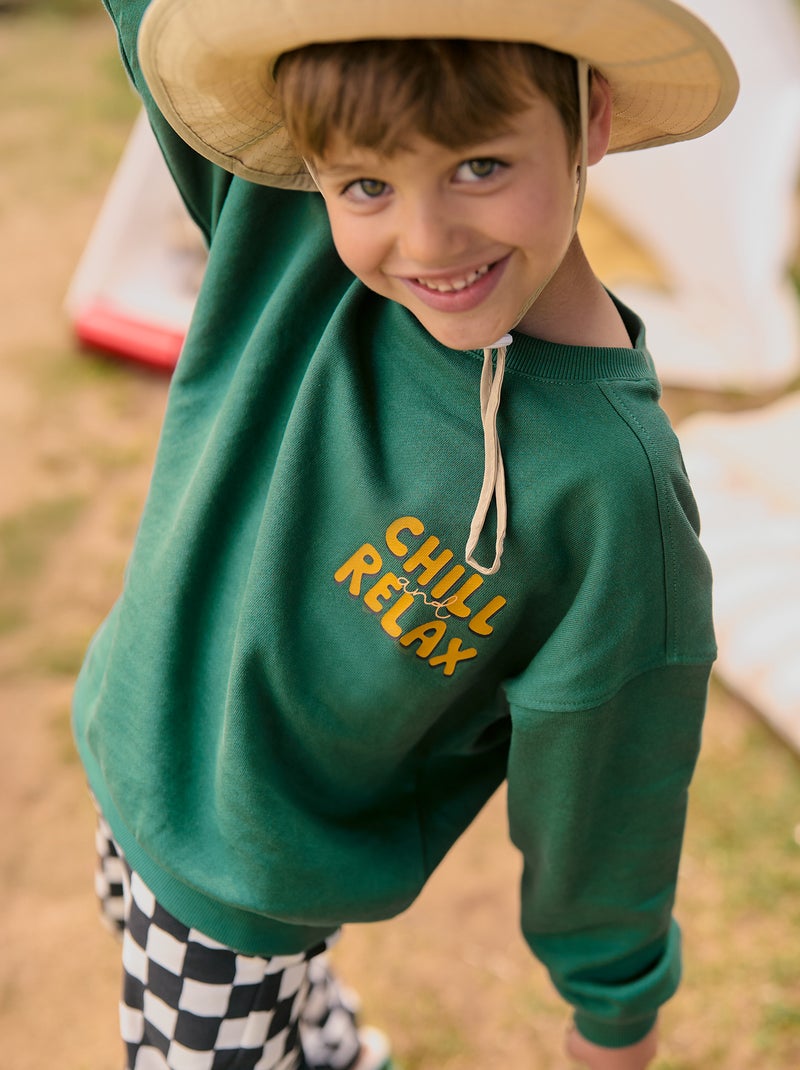 Sweater met ronde hals - Grafik Edition Groen - Kiabi