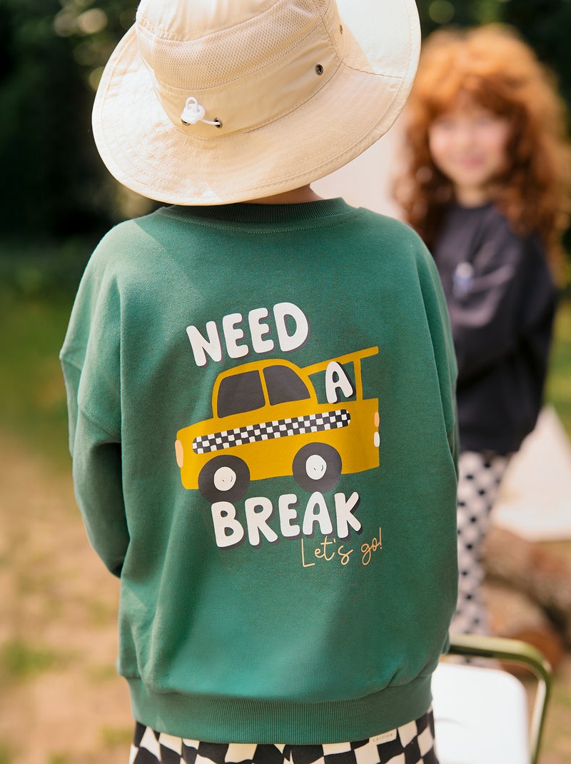 Sweater met ronde hals - Grafik Edition Groen - Kiabi