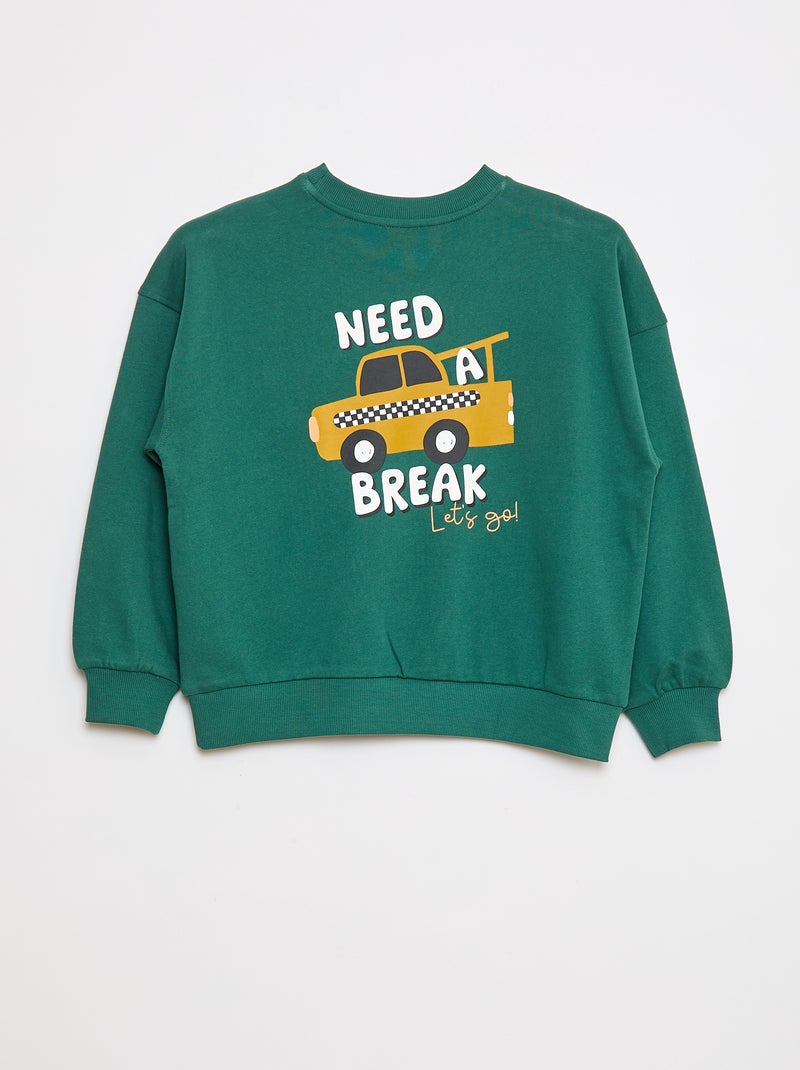 Sweater met ronde hals - Grafik Edition Groen - Kiabi