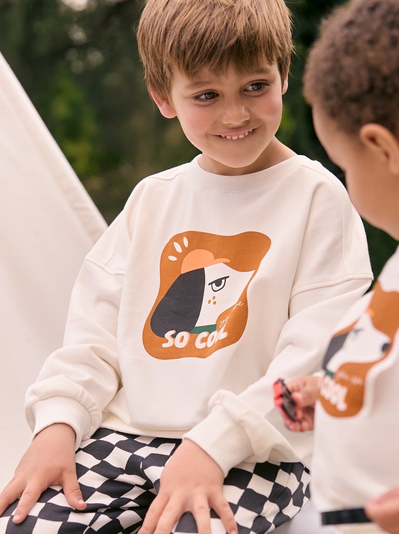 Sweater met ronde hals - Grafik Edition Wit - Kiabi