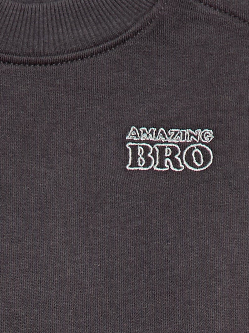 Sweater met ronde hals brother and sister Grijs - Kiabi
