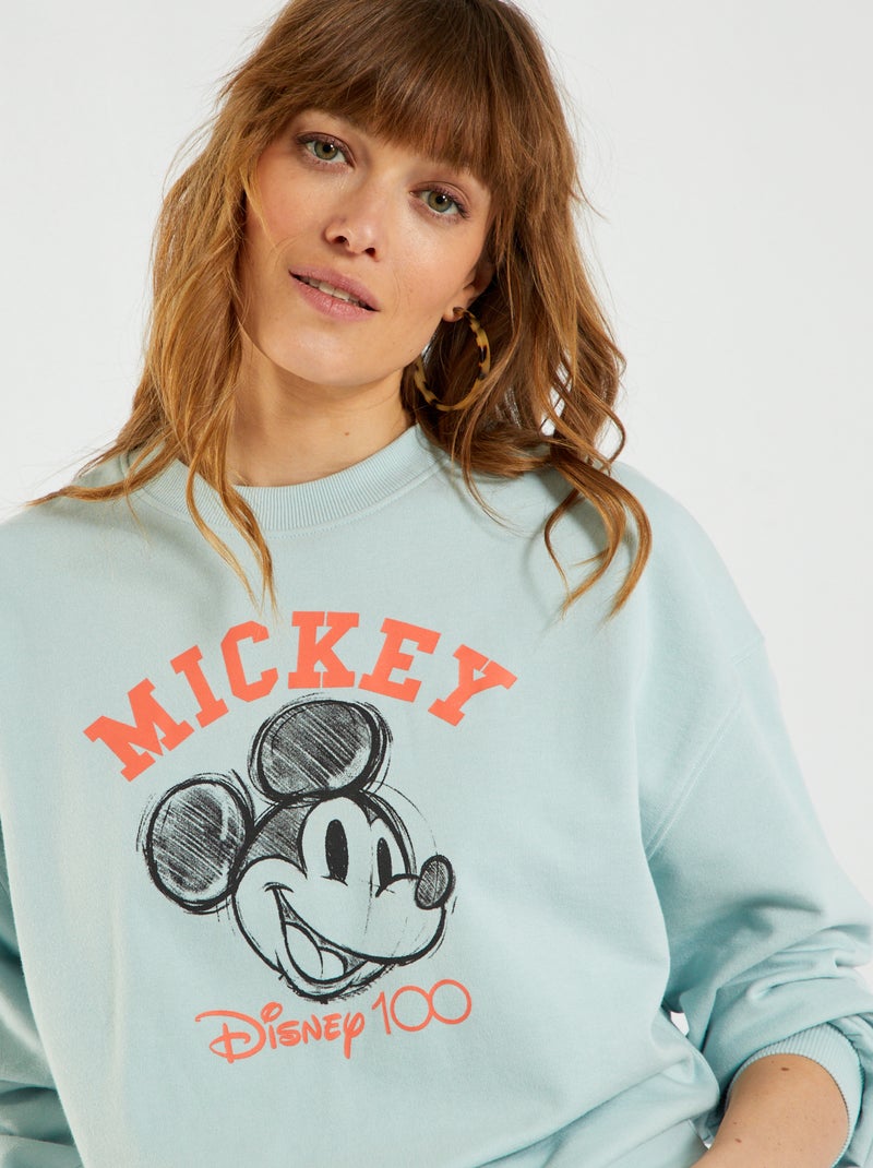 Sweater met ronde hals en '100 jaar Disney'-print BLAUW - Kiabi
