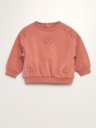 Sweater met ronde hals en borduursels