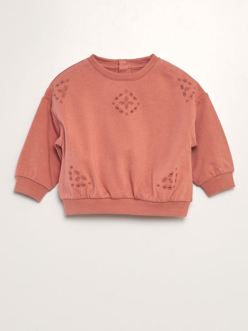 Sweater met ronde hals en borduursels ROSE - Kiabi