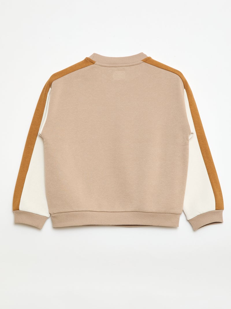 Sweater met ronde hals en colourblock Biege - Kiabi