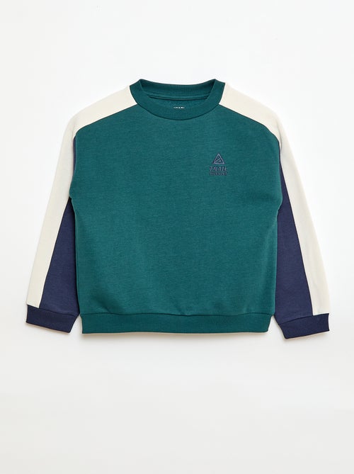 Sweater met ronde hals en colourblock - Kiabi