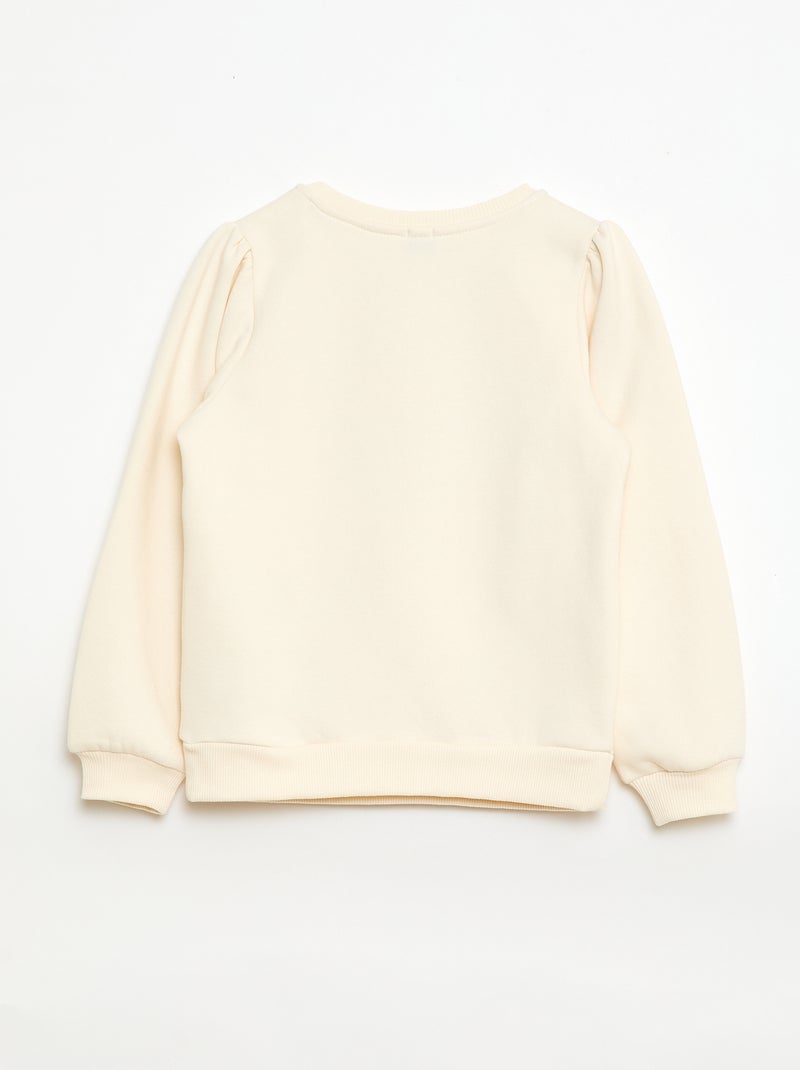Sweater met ronde hals en koordjesmotief Biege - Kiabi
