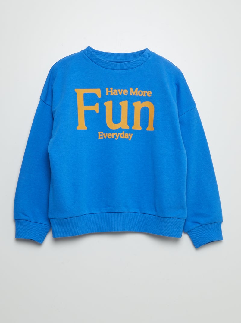 Sweater met ronde hals en letters BLAUW - Kiabi