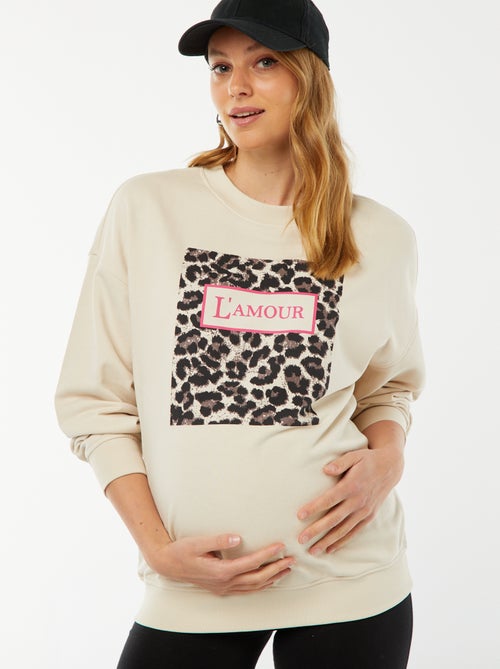 Sweater met ronde hals en luipaardmotief 'Only Maternity' - Kiabi