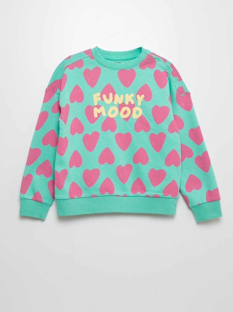 Sweater met ronde hals en print - So Easy GROEN - Kiabi