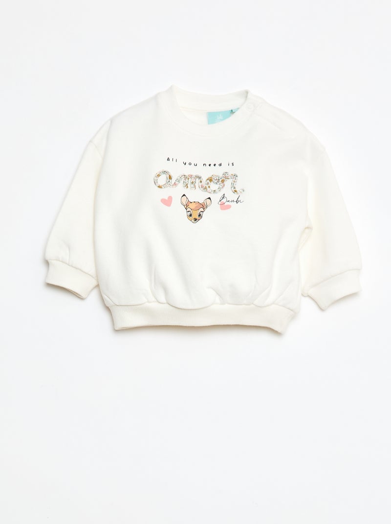Sweater met ronde hals en print 'Bambi' 'Disney' Wit - Kiabi