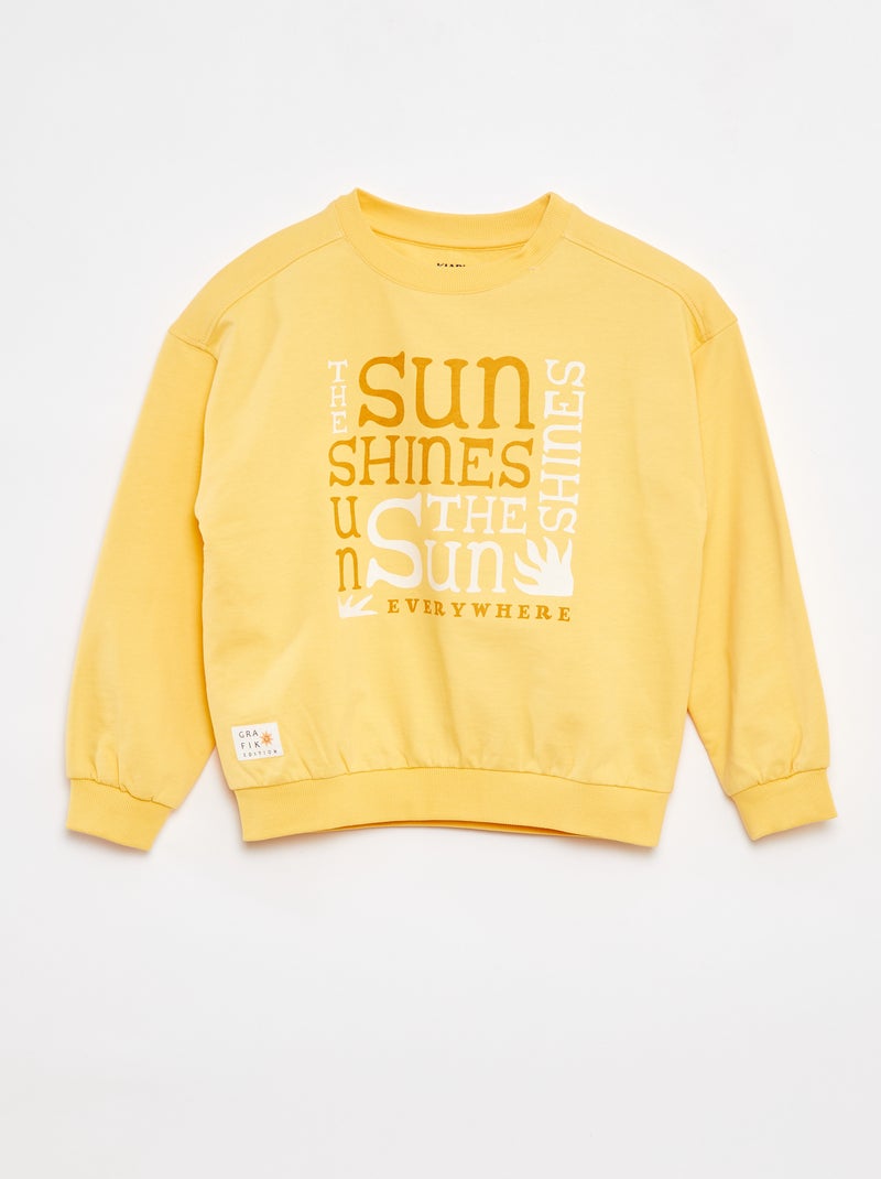 Sweater met ronde hals en print GEEL - Kiabi