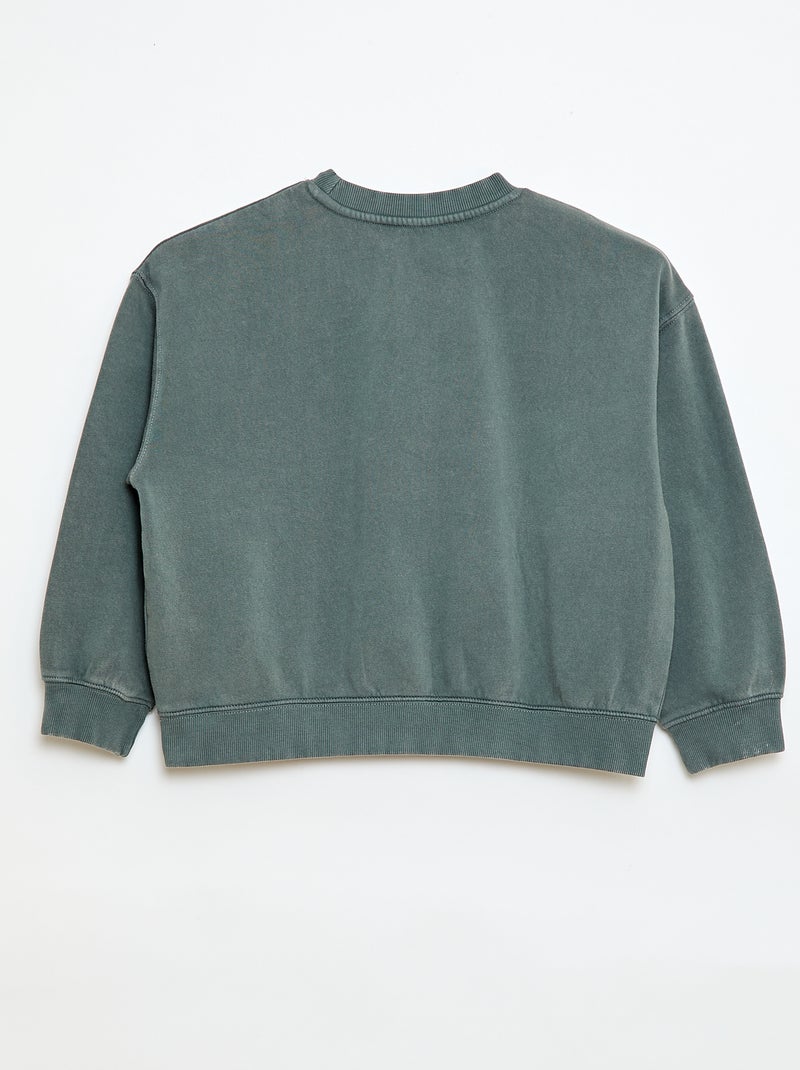Sweater met ronde hals en print Grijs - Kiabi