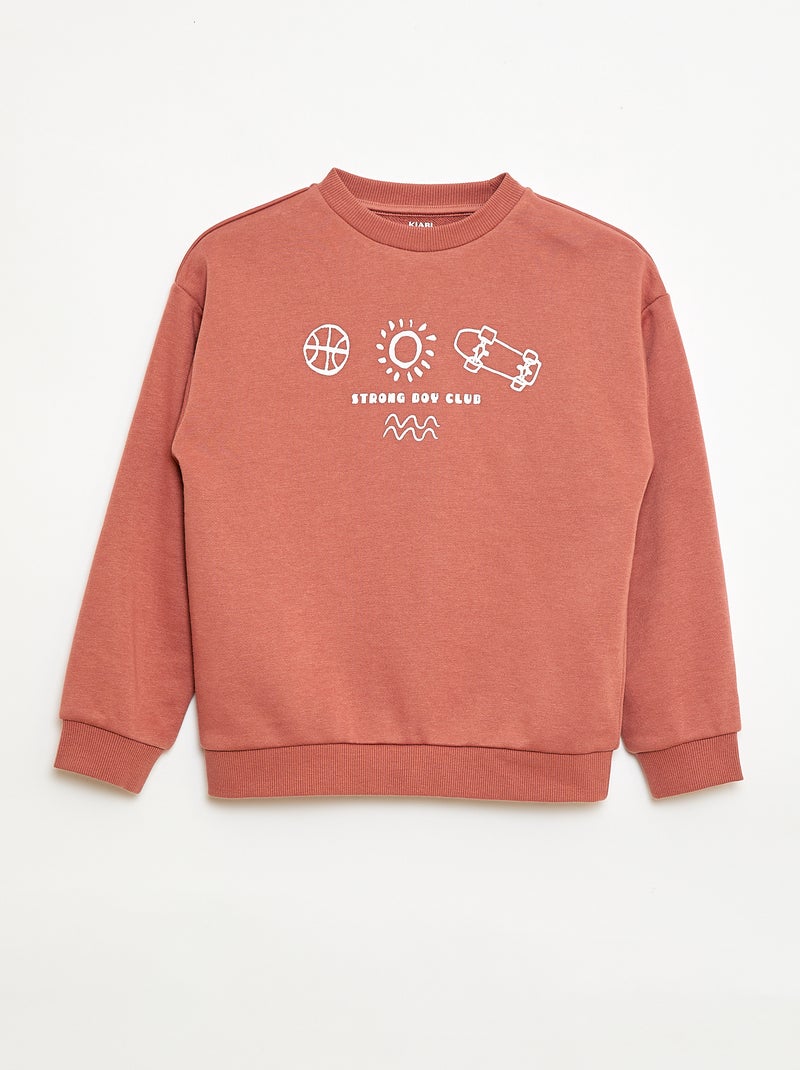 Sweater met ronde hals en print Rood - Kiabi