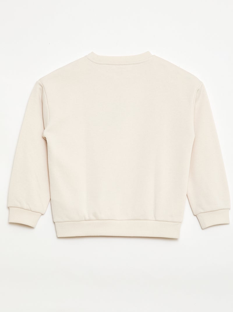 Sweater met ronde hals en print Wit - Kiabi