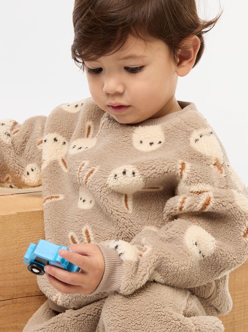 Sweater met ronde hals en schapenvachteffect - Kiabi