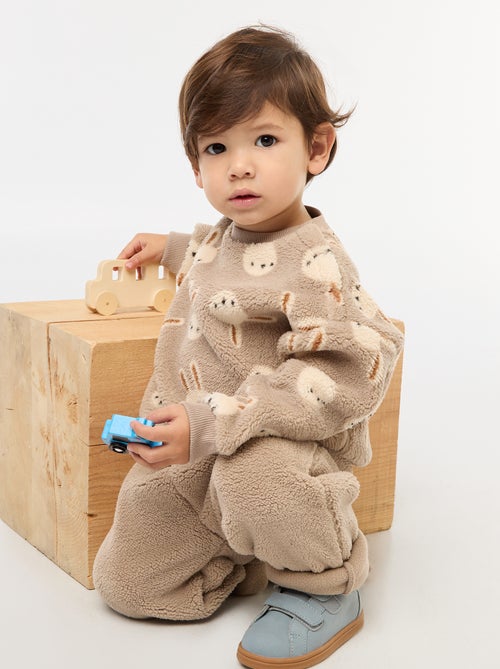 Sweater met ronde hals en schapenvachteffect - Kiabi