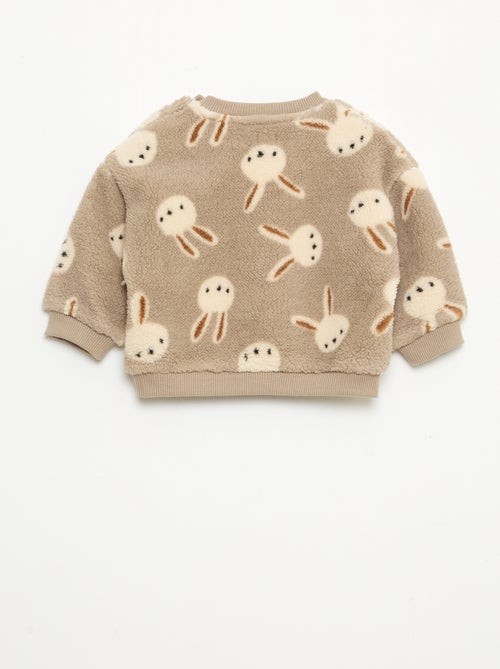 Sweater met ronde hals en schapenvachteffect - Kiabi